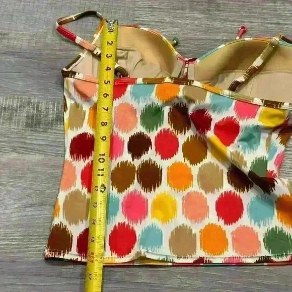 Victoria's Secret Tankini Top White w/Multi-Color Splatter Dots Size 34D - Picture 5 of 7